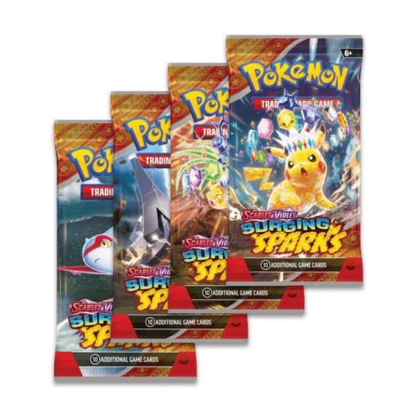 Volledige art set Pokémon TCG Scarlet & Violet Surging Sparks Booster Packs met diverse Pokémon illustraties